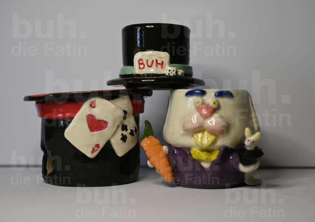 Monstertasse mit Stövchen - handgefertigtes Unikat mit Charakter - 350 ml