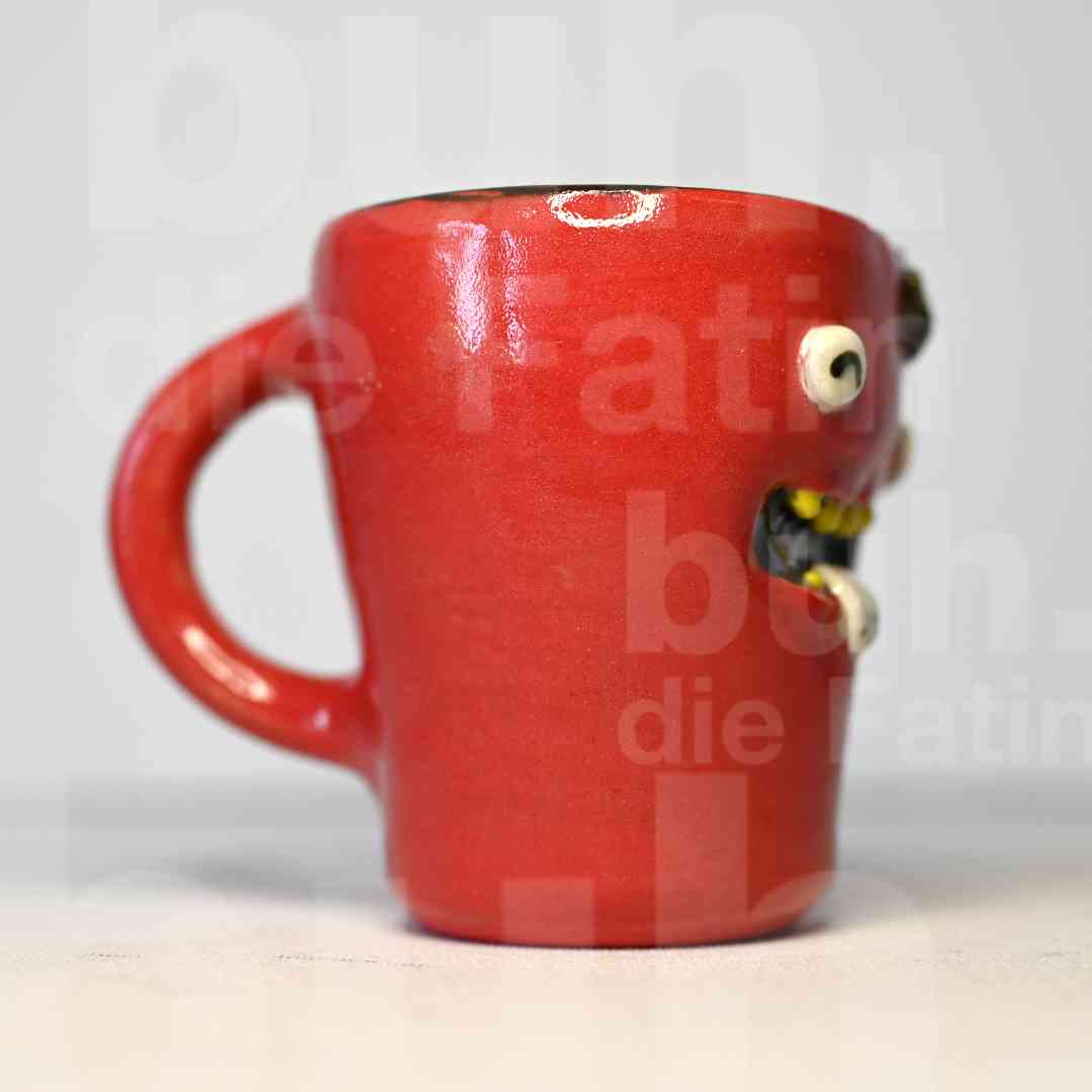 Die rote Monstertasse - handgefertigtes Unikat mit Charakter - 200ml