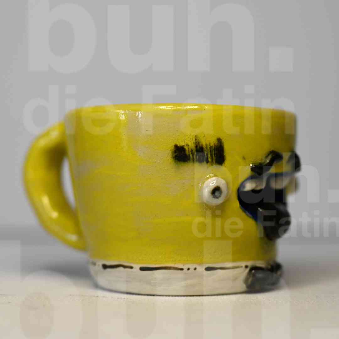 Gelbe Monstertasse zum verlieben - handgefertigtes Unikat mit Charakter - 100ml