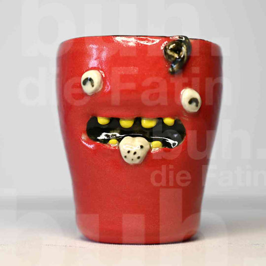 Die rote Monstertasse - handgefertigtes Unikat mit Charakter - 200ml
