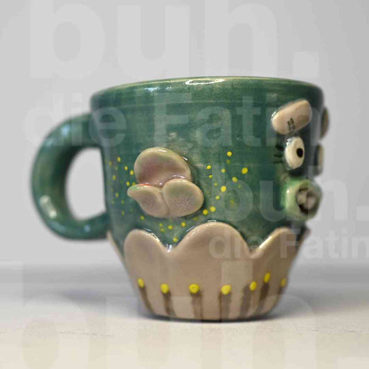 Florale Monstertasse - handgefertigtes Unikat mit Charakter - 200ml