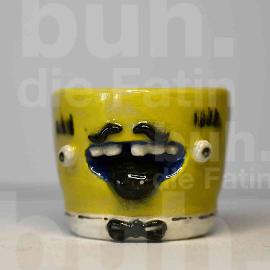 Gelbe Monstertasse zum verlieben - handgefertigtes Unikat mit Charakter - 100ml