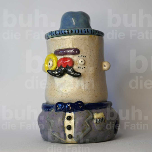 Monstertasse mit Stöfchen und Deckel– handgefertigtes Unikat mit Charakter - 240ml