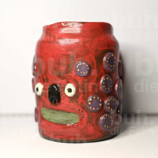 Monstertasse in Rot – handgefertigtes Unikat mit Charakter - 285ml